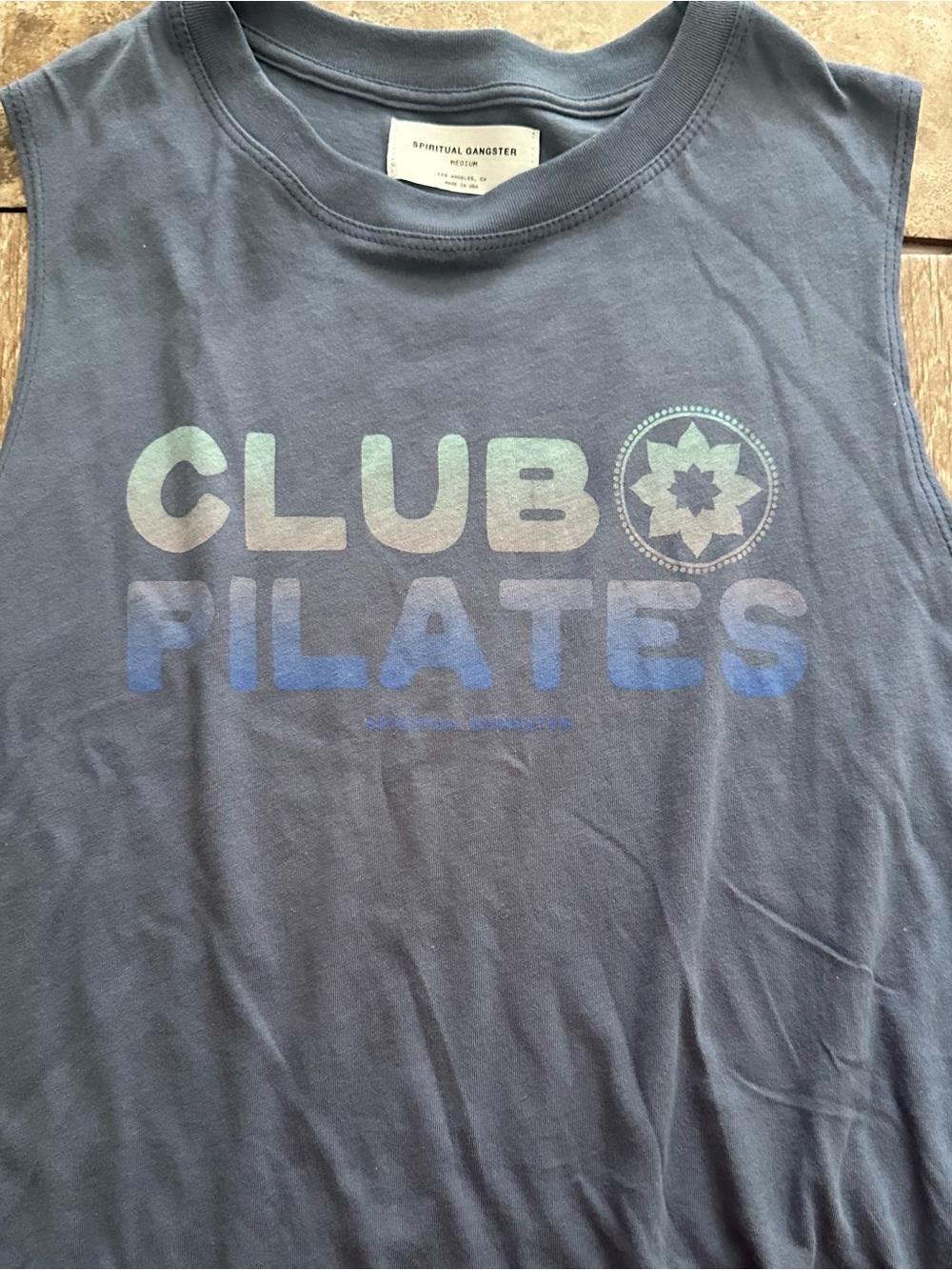 Spiritual Gangster Dusty Blue Club Pilates Muscle Tank, NWOT, Size Medium